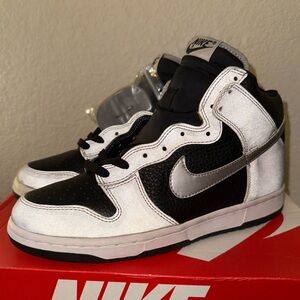 NEW 2002 Nike Dunk High Black 3M Reflective Silver Vintage 630383-001 (Men's 9)